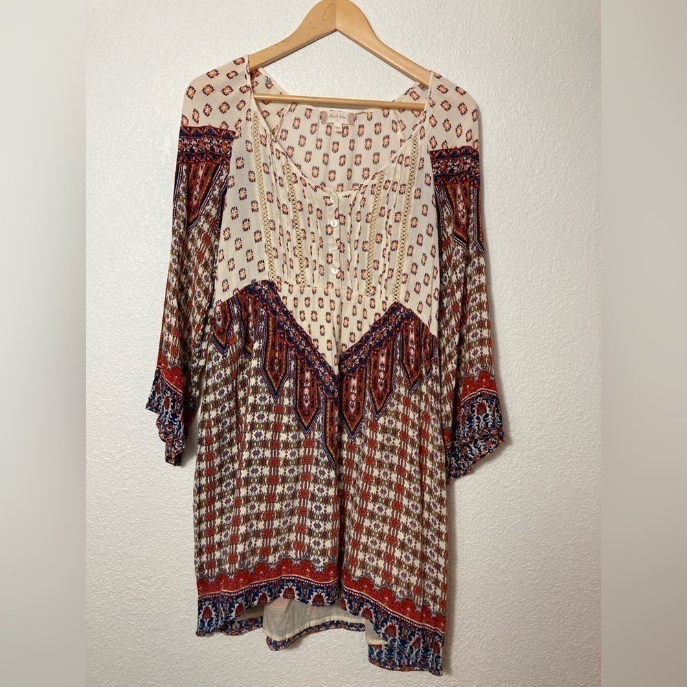 Altar’d state womans small tunic top crinkle gauze fabric boho peasant